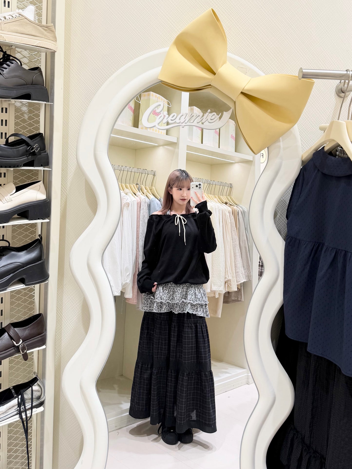 簡約露肩疊穿套裝🖤