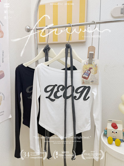 韓系條紋掛頸數字套裝ꕤ˚₊