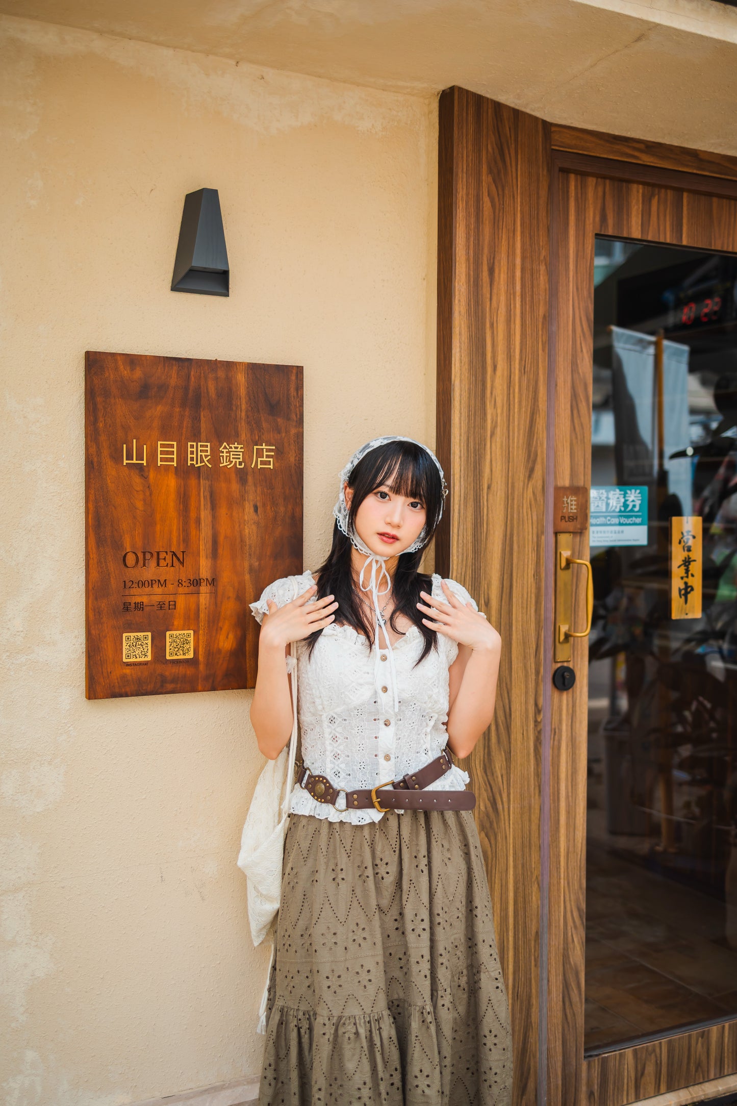 Muji日系印花蕾絲長裙🤎