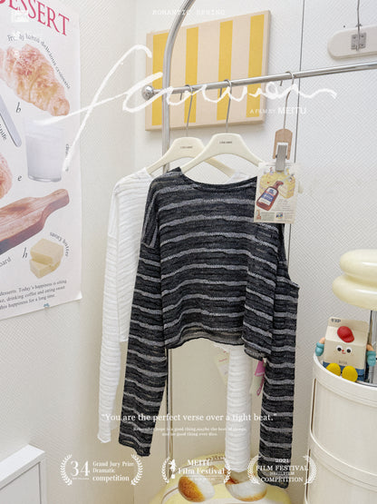 溫柔針織露肩套裝♡⃛⋆⁺