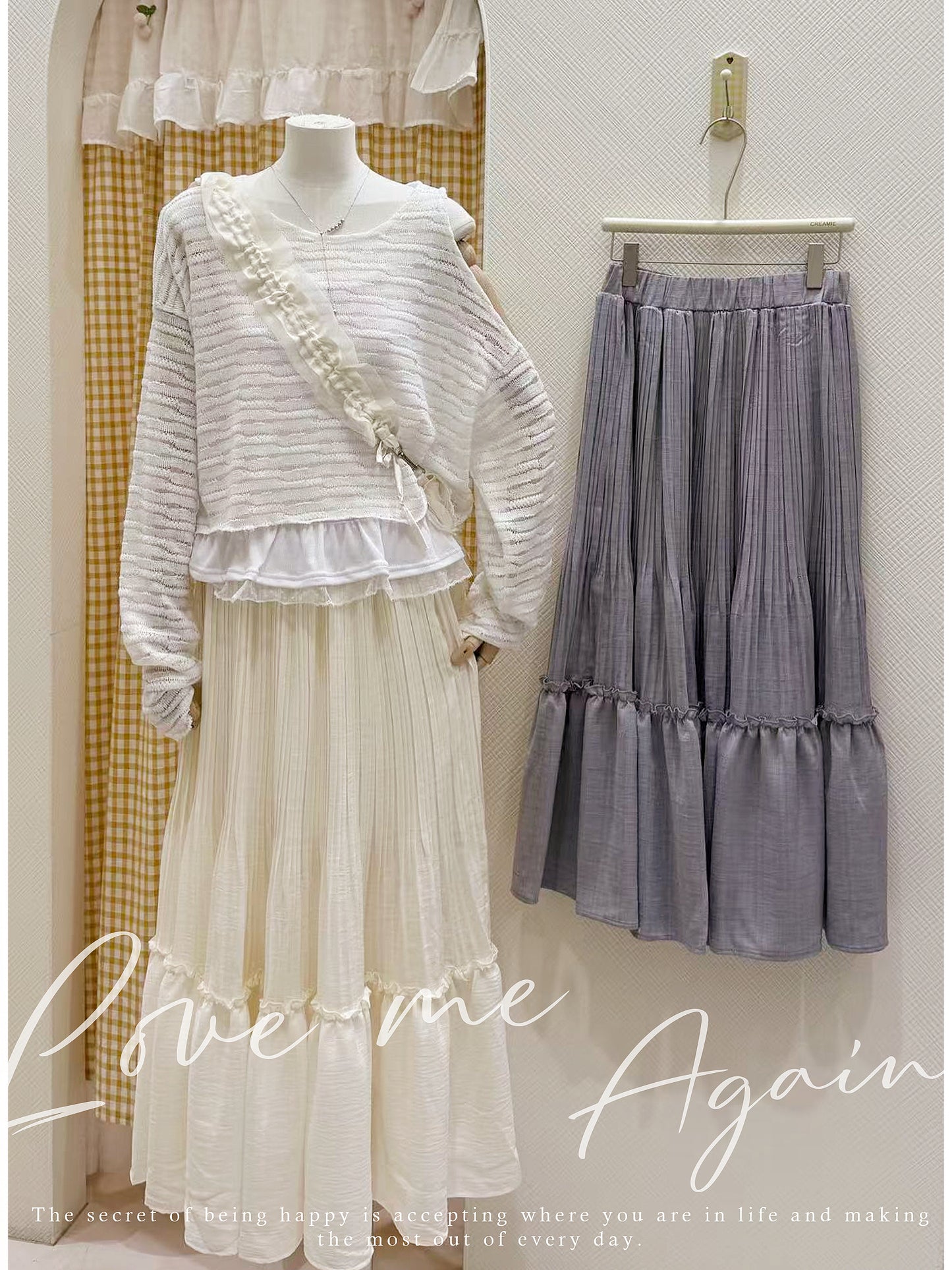 溫柔針織露肩套裝♡⃛⋆⁺