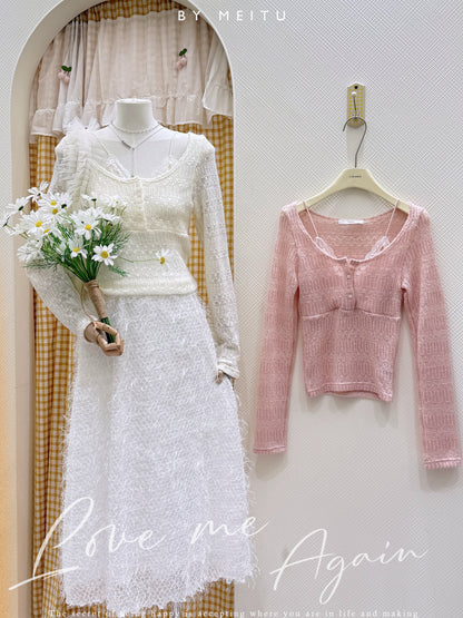￼蕾絲針織冷衫長裙套裝￼🍒