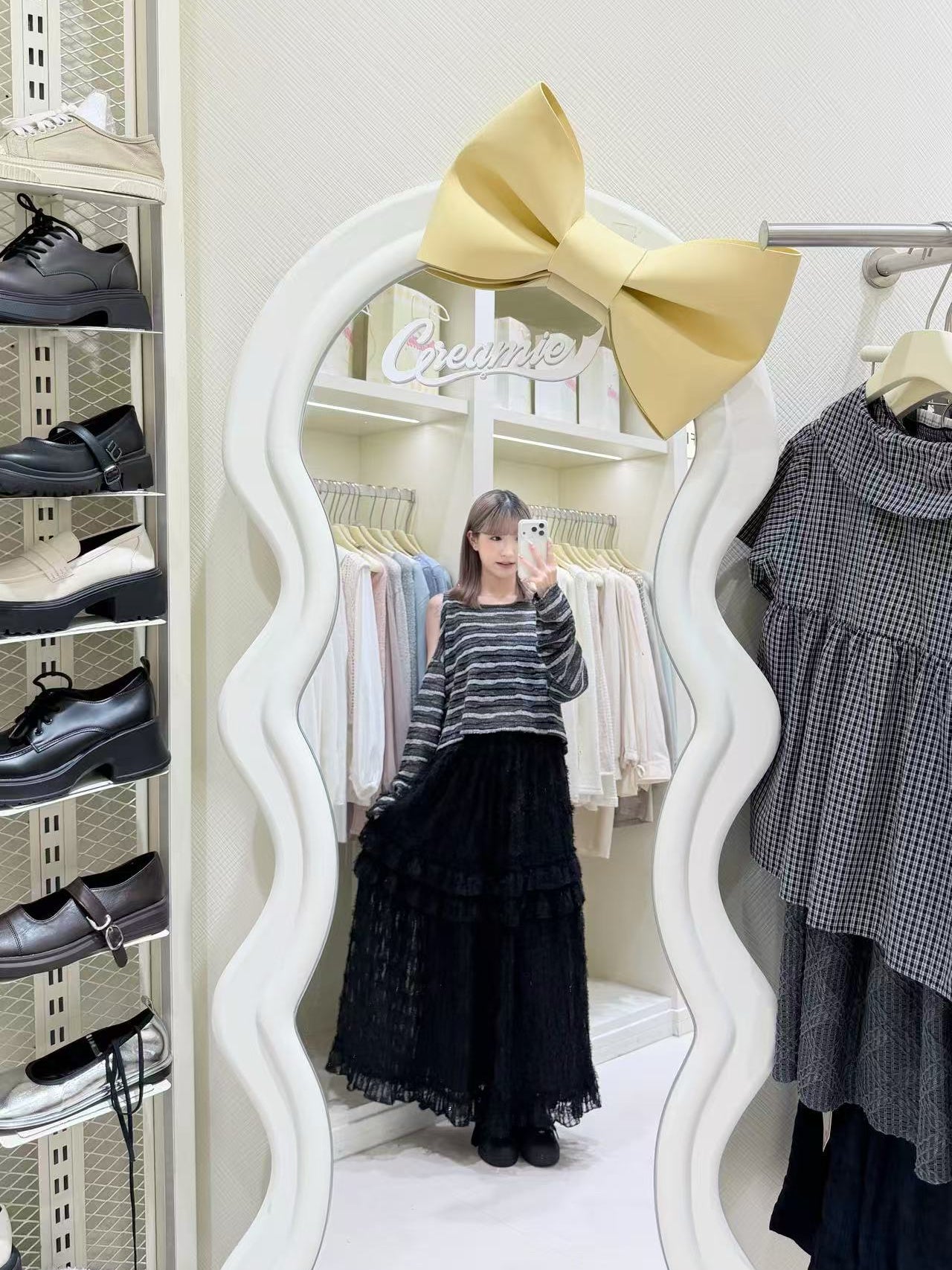 韓系露肩上衣搭長裙🩶✨