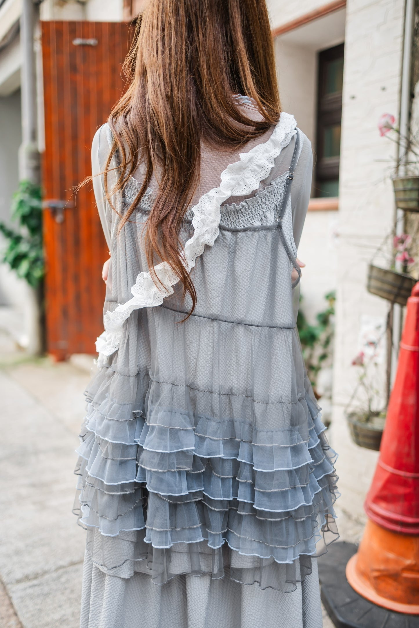 日系三色莎莎馬甲-灰藍色💙