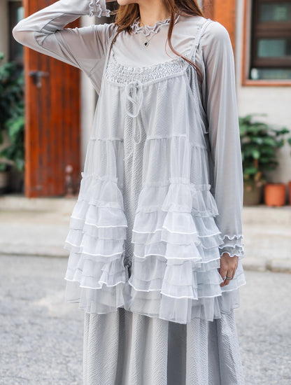 日系三色莎莎馬甲-粉白色🤍