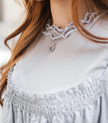 簡約網紗花邊長袖上衣🩵✨