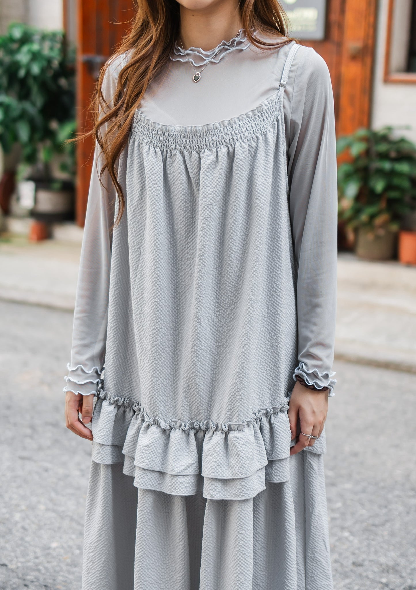 Ruffle花邊吊帶連身裙🩶✨