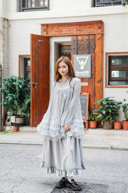 Ruffle花邊吊帶連身裙🩶✨