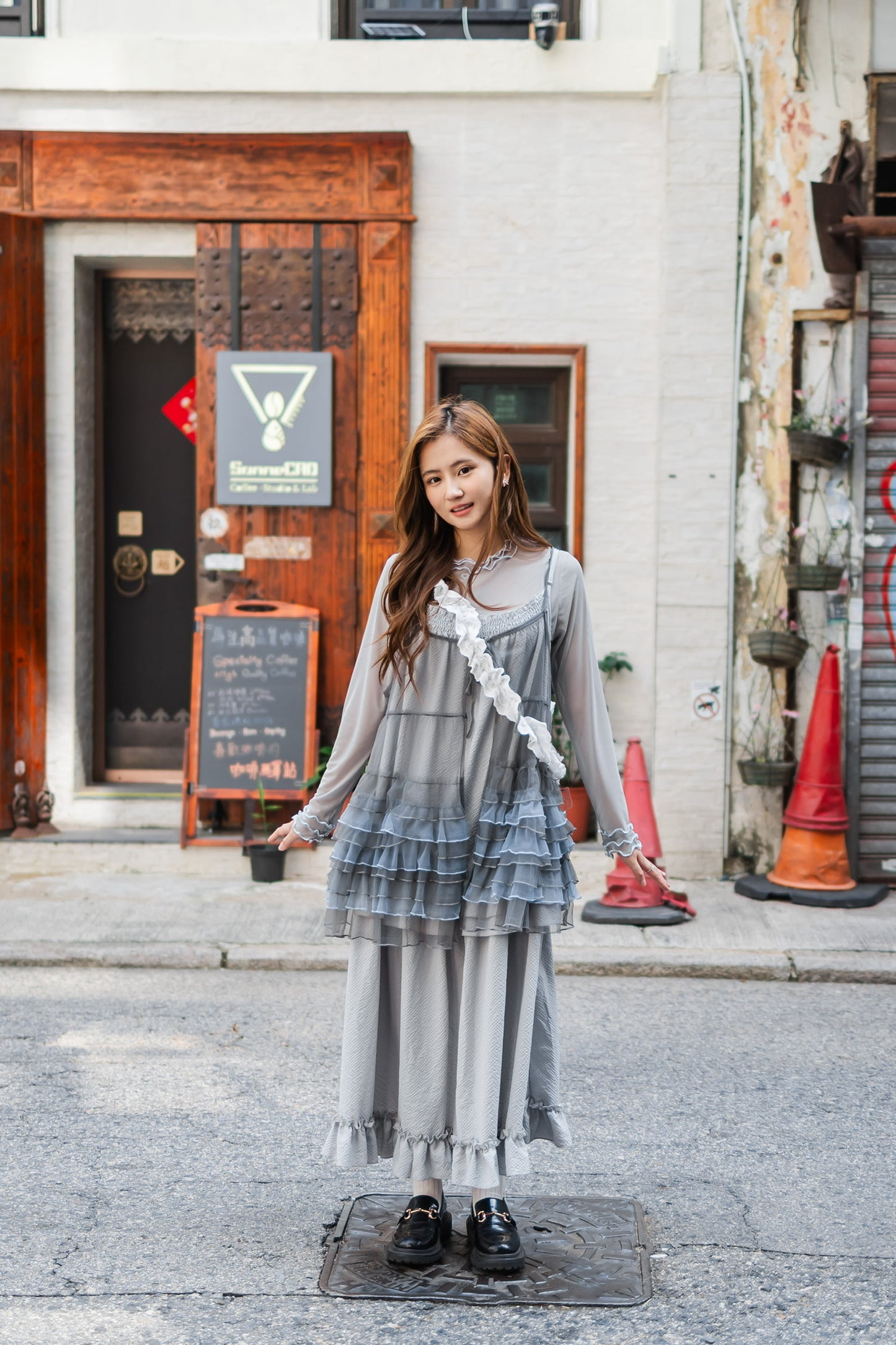 Ruffle花邊吊帶連身裙🩶✨