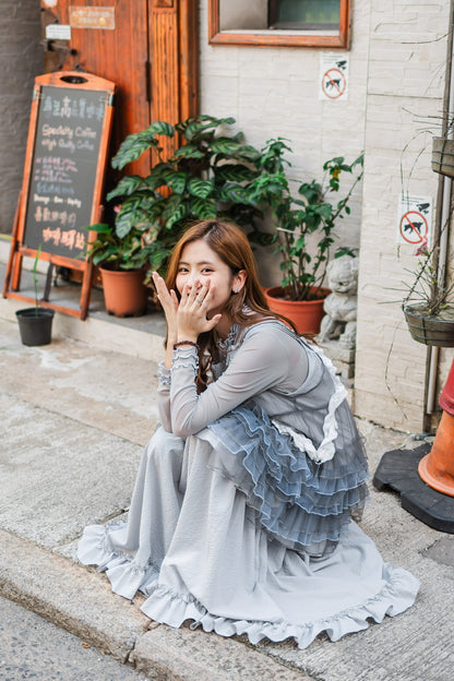 Ruffle花邊吊帶連身裙🩶✨