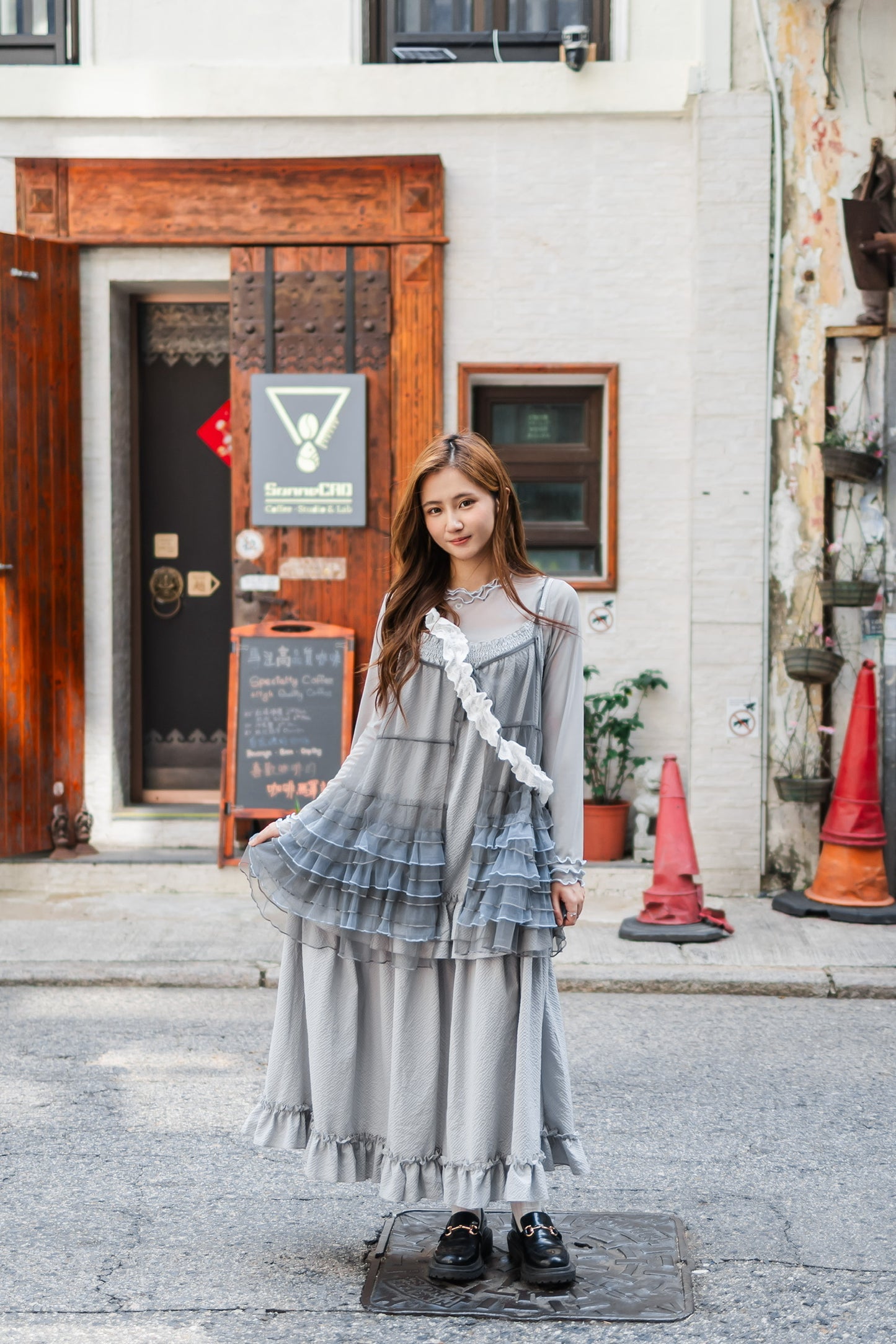 Ruffle花邊吊帶連身裙🩶✨