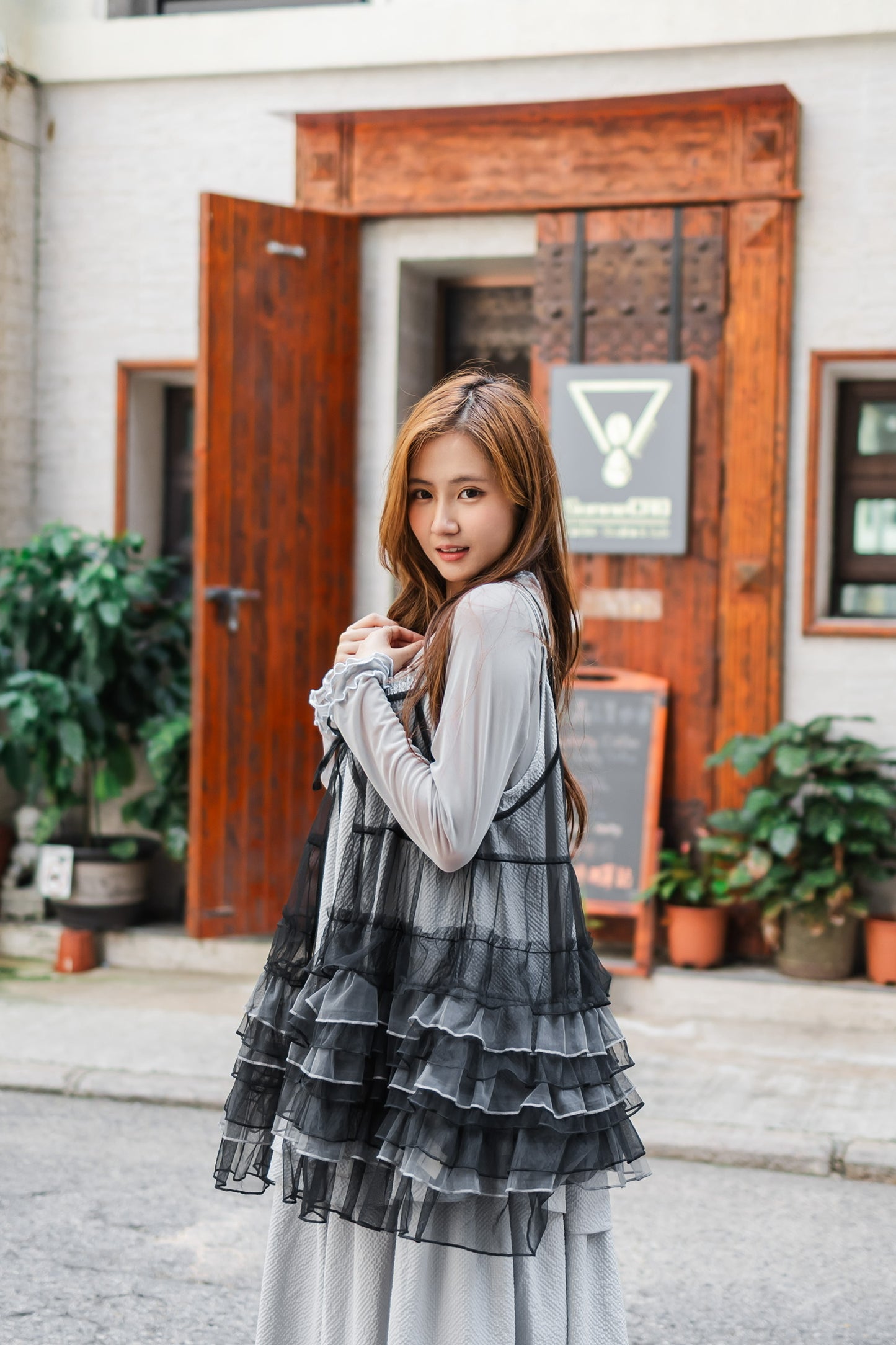 Ruffle花邊吊帶連身裙🩶✨