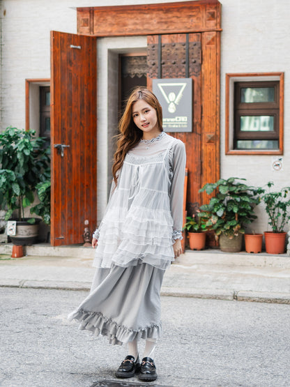 日系三色莎莎馬甲-粉白色🤍