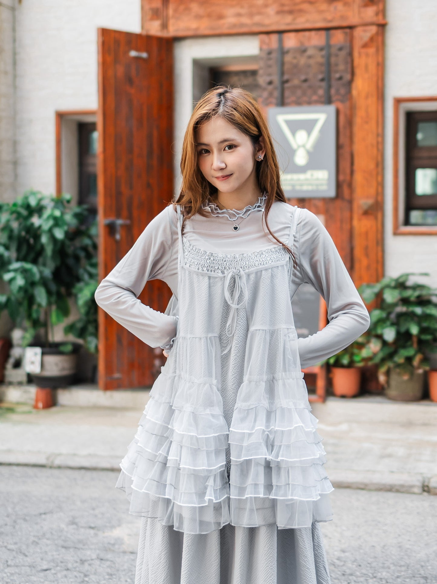 日系三色莎莎馬甲-粉白色🤍