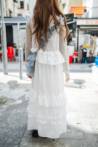 高領蝴蝶結網紗長袖上衣🎀