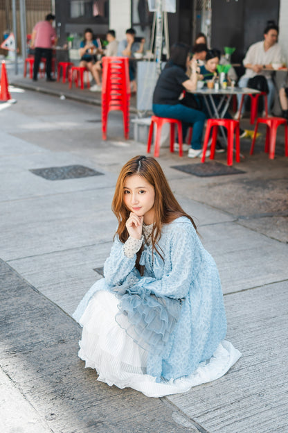 高領蝴蝶結網紗長袖上衣🎀