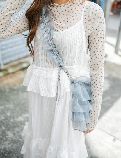 高領蝴蝶結網紗長袖上衣🎀