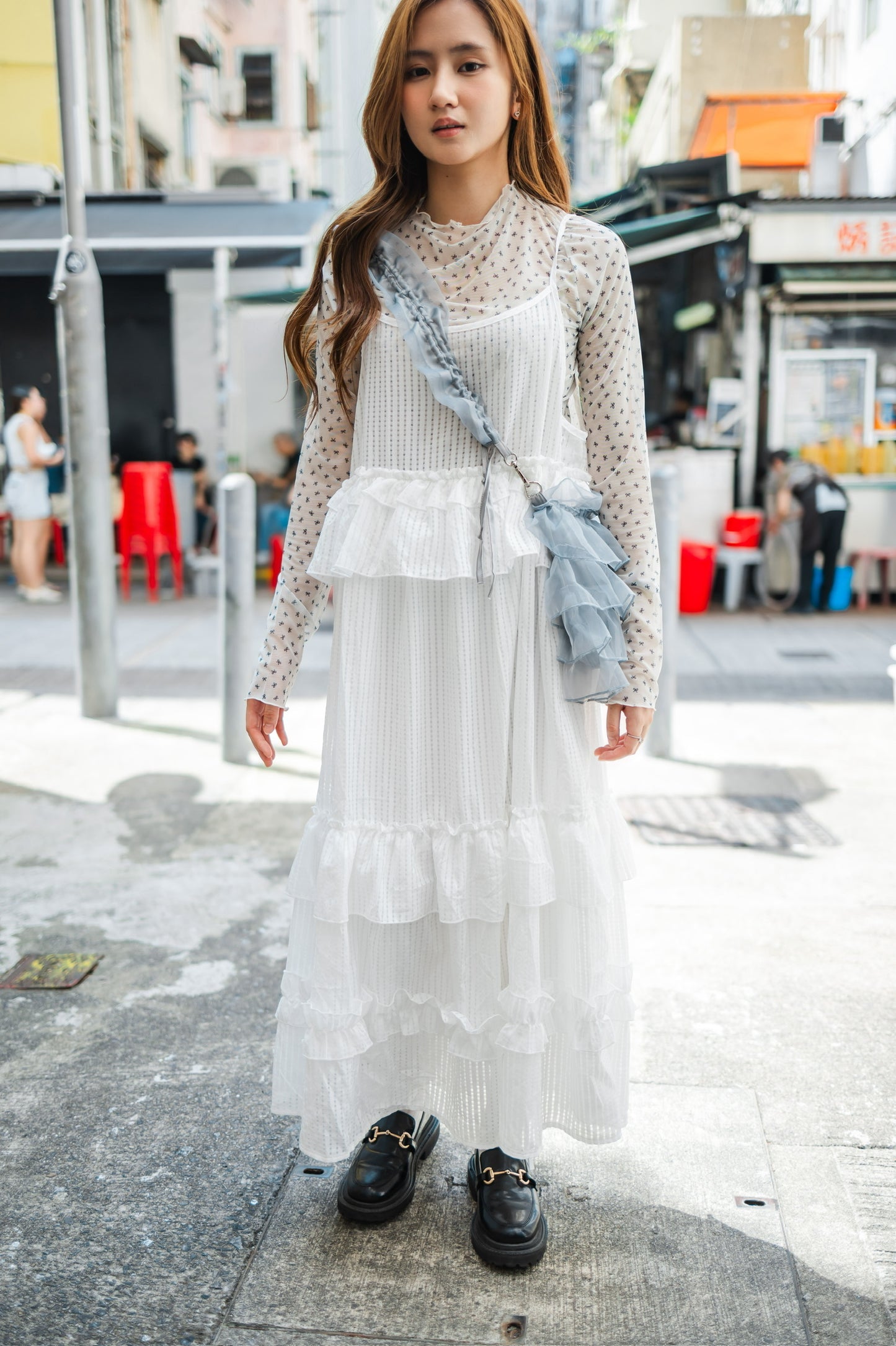 高領蝴蝶結網紗長袖上衣🎀