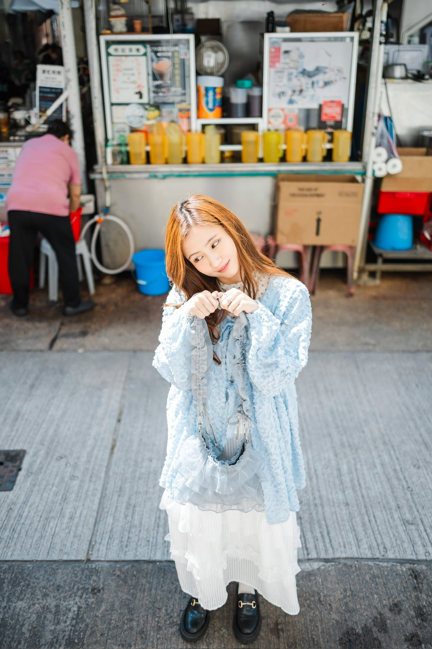 高領蝴蝶結網紗長袖上衣🎀