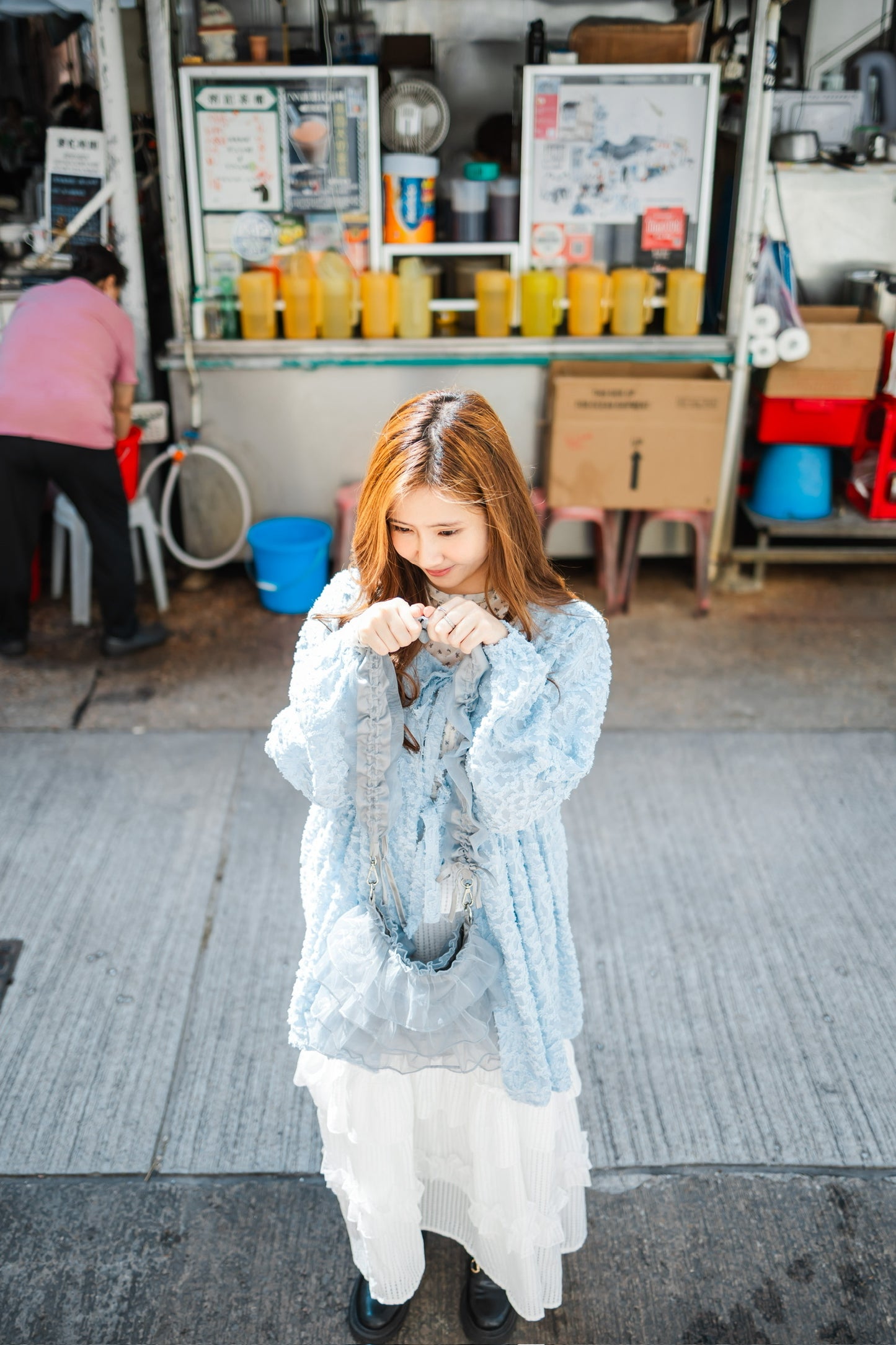 高領蝴蝶結網紗長袖上衣🎀