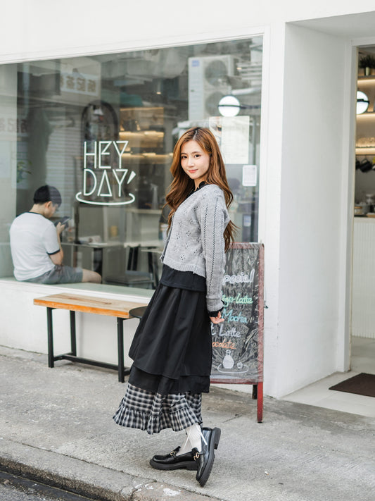 🛒不撞款！✧獨特拼接格仔長裙✧