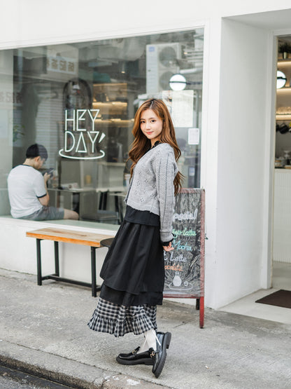 簡約花邊長袖上衣-黑色🖤