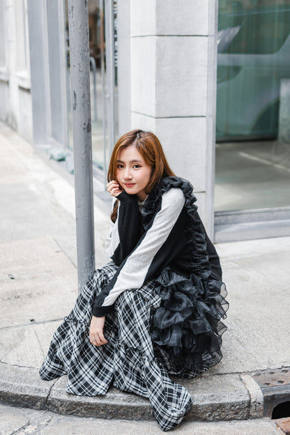 日系Lace球衣針織上衣 - White🤍