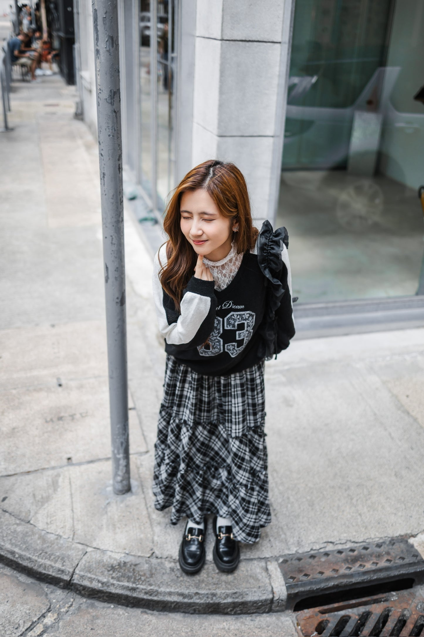 日系Lace球衣針織上衣 - White🤍