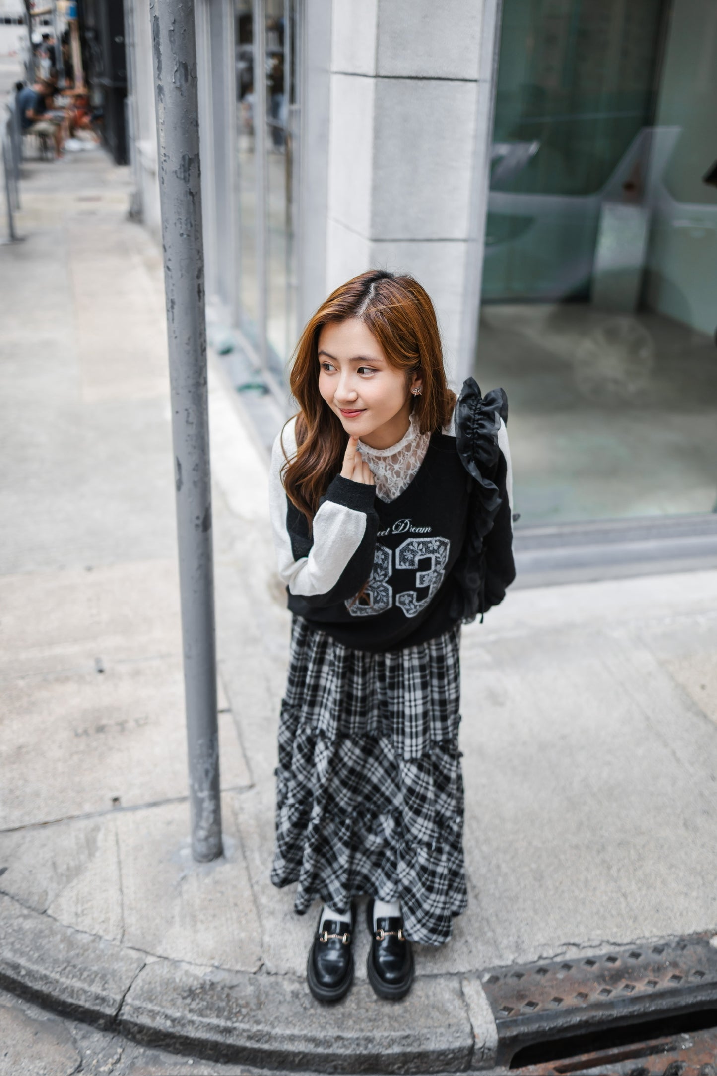 日系Lace球衣針織上衣 - White🤍