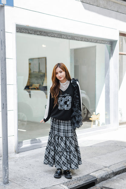 日系Lace球衣針織上衣 - Black🖤