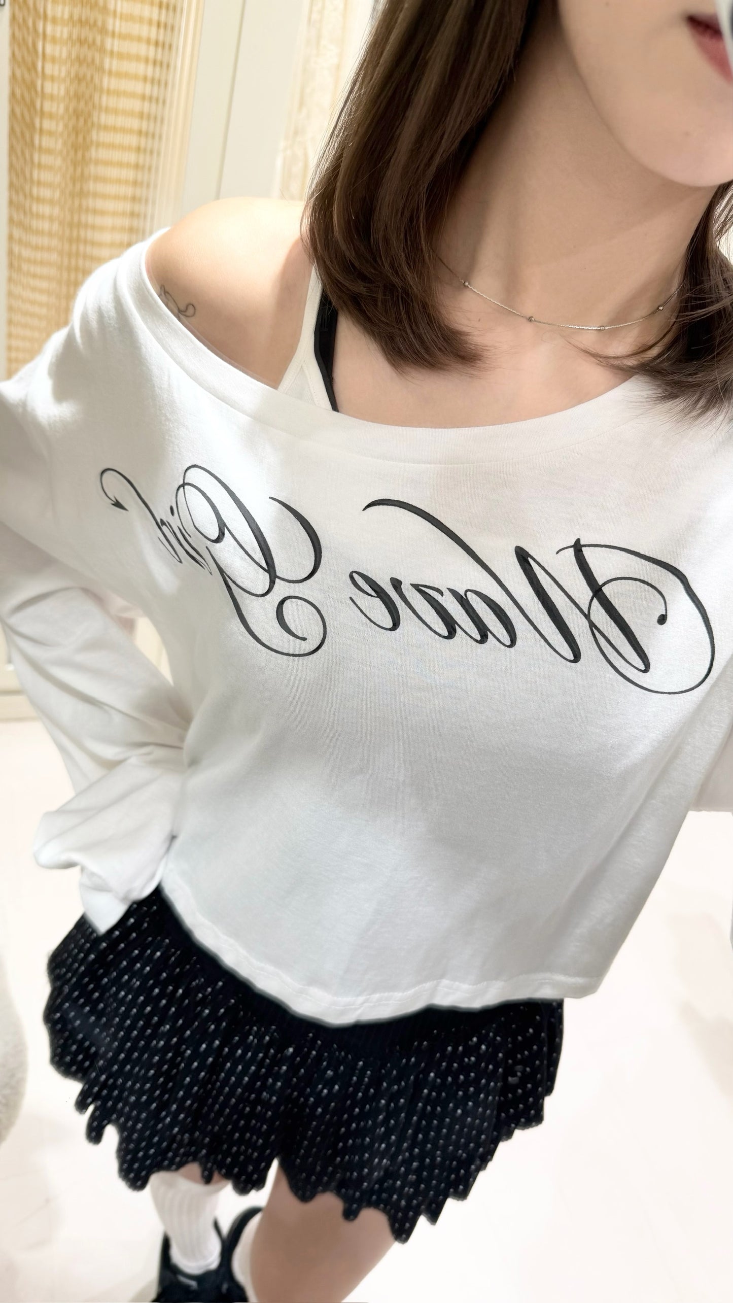 慵懶感露肩套裝💕