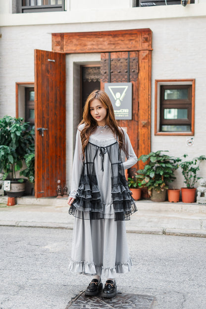 Ruffle花邊吊帶連身裙🩶✨