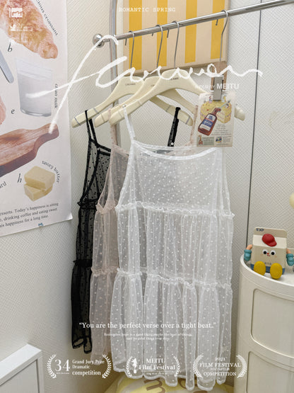 日係波點莎莎連身套裝👗