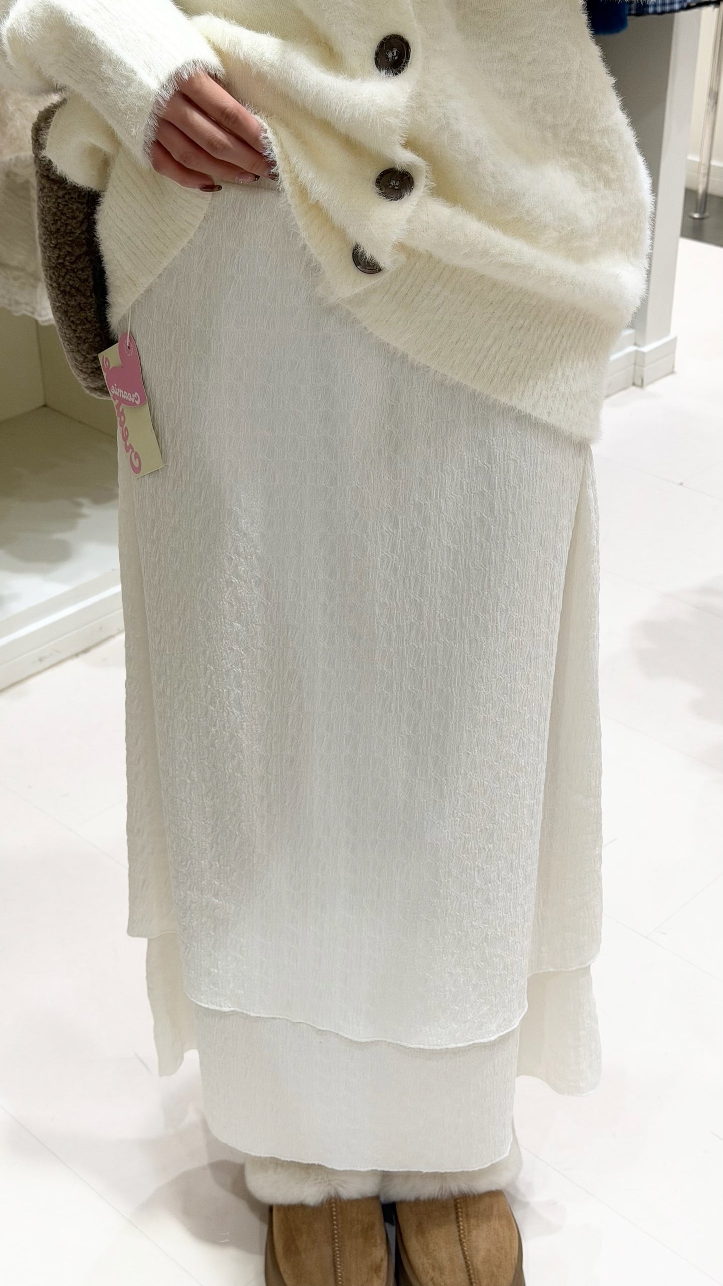 簡約針織馬海毛開衫套裝-杏色💛