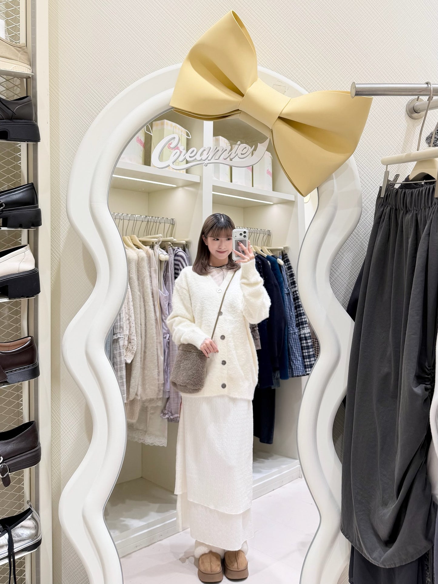 簡約針織馬海毛開衫套裝-杏色💛