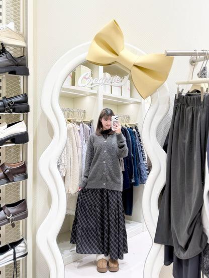 簡約針織馬海毛開衫套裝-灰色🩶