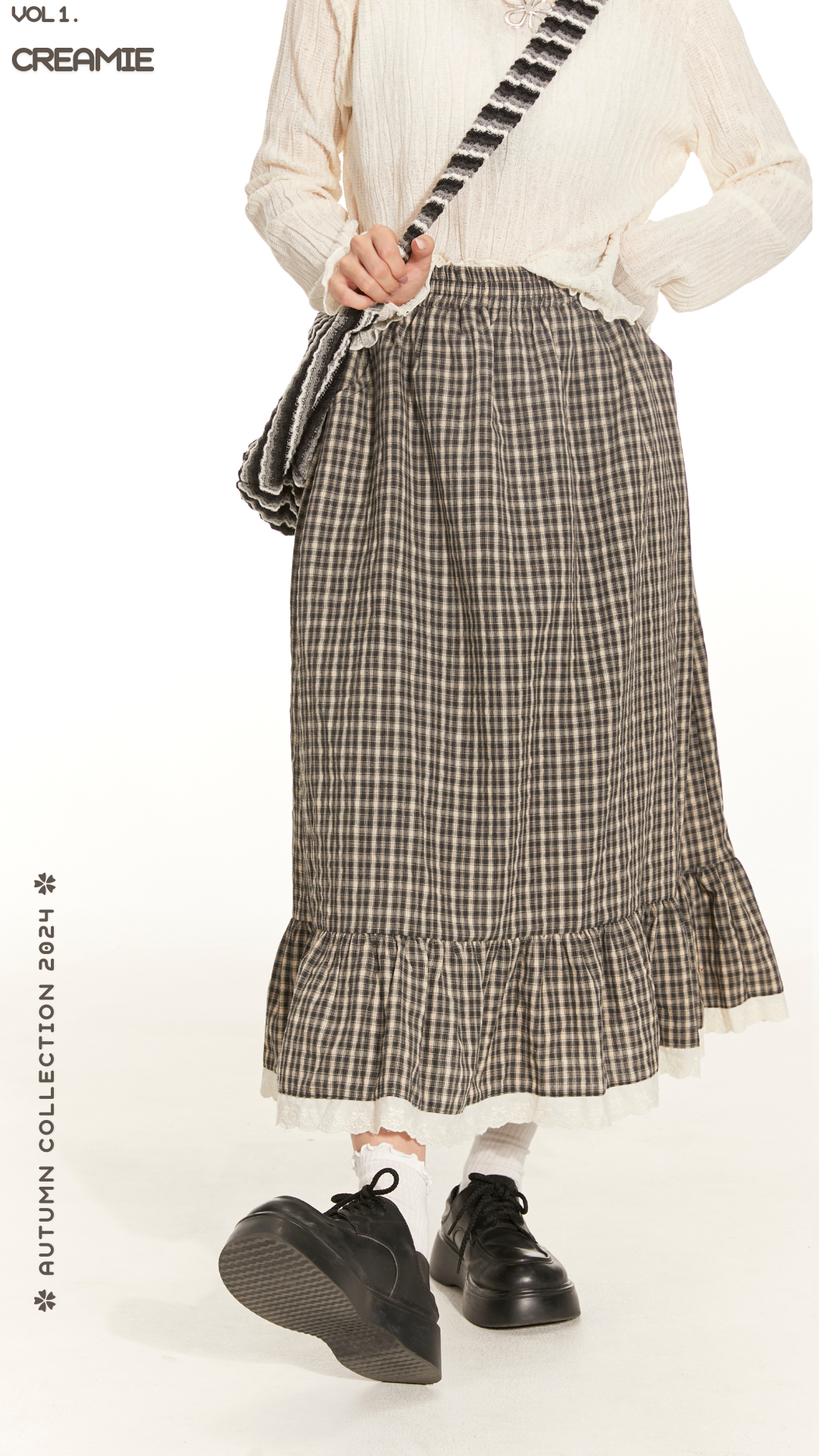 Model’s Pick 蕾絲拼邊花邊格仔裙🌼