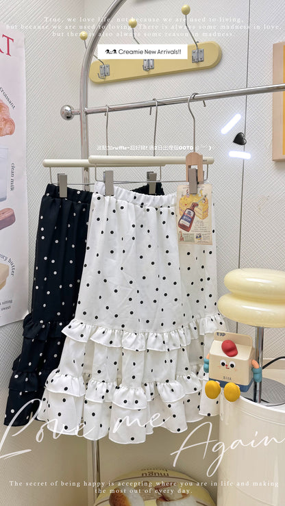潮流熱賣波點半身裙🖤🤍