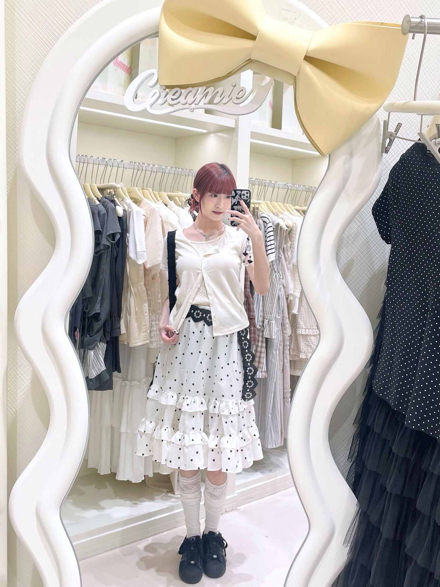 潮流熱賣波點半身裙🖤🤍