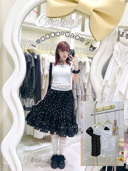 潮流熱賣波點半身裙🖤🤍