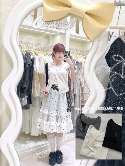 假兩件波點外套上衣✨🤍