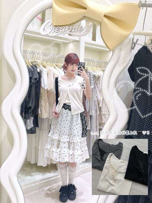 假兩件波點外套上衣✨🤍