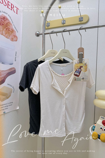 假兩件波點外套上衣✨🤍