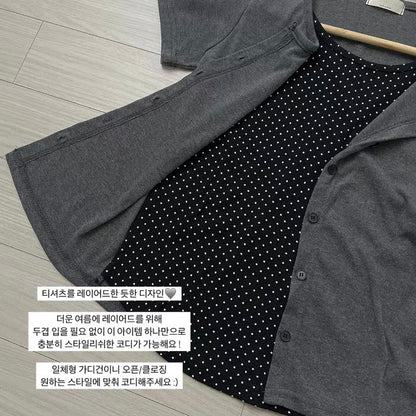 假兩件波點外套上衣✨🤍