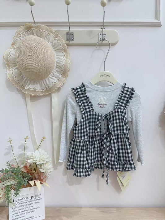 【冬季清倉☃️❄️】 淨色上衣搭格子背心