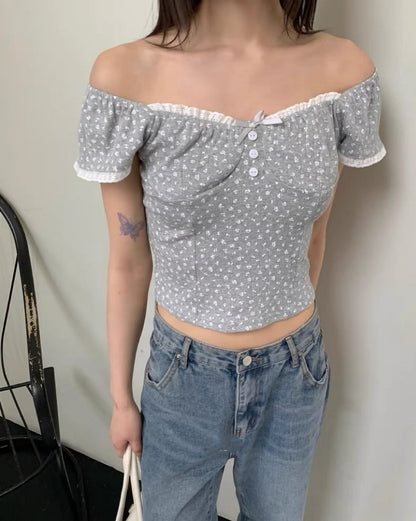波點碎花短袖上衣❤️‍🔥