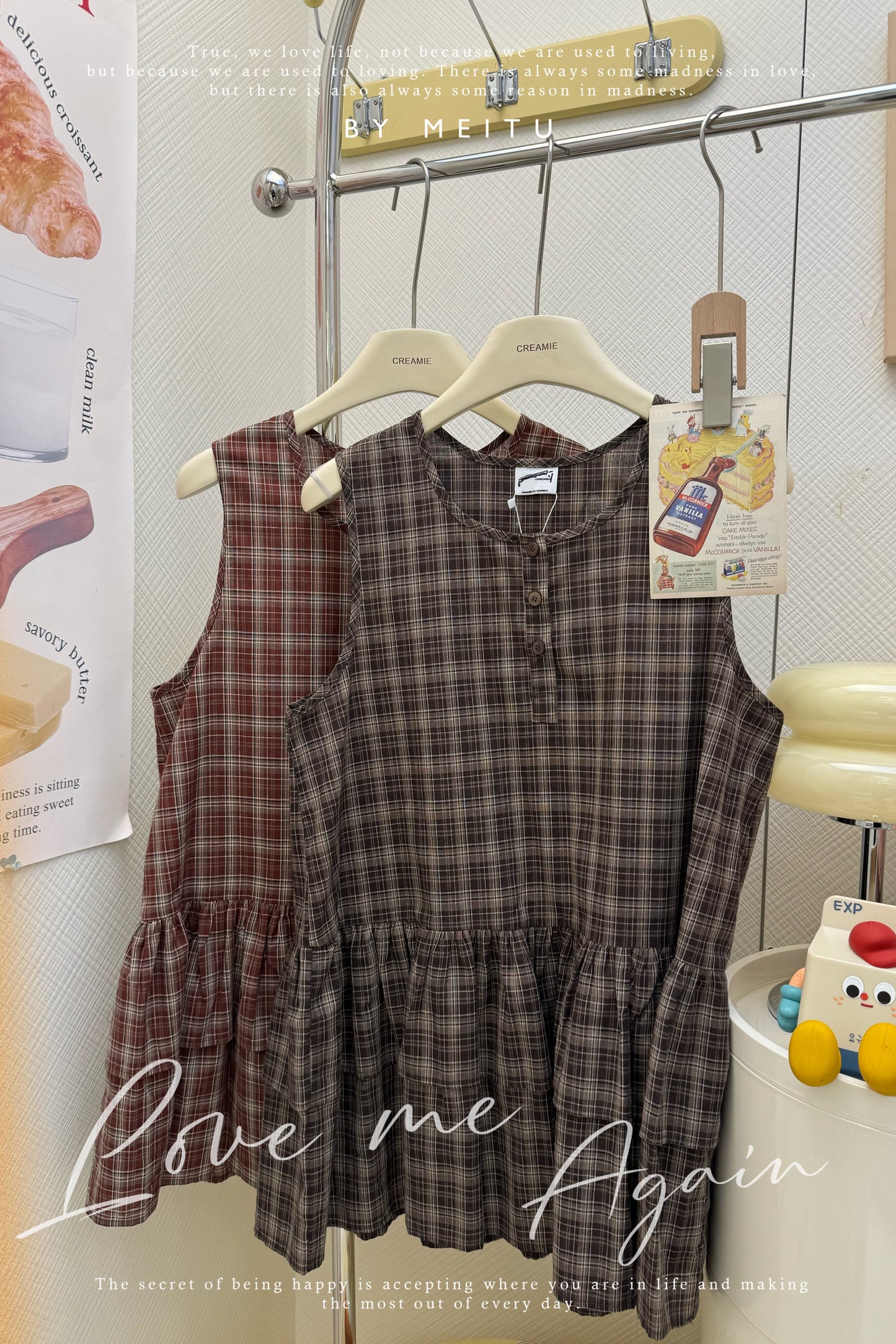 Ruffle拼色格仔上衣🛒🖤