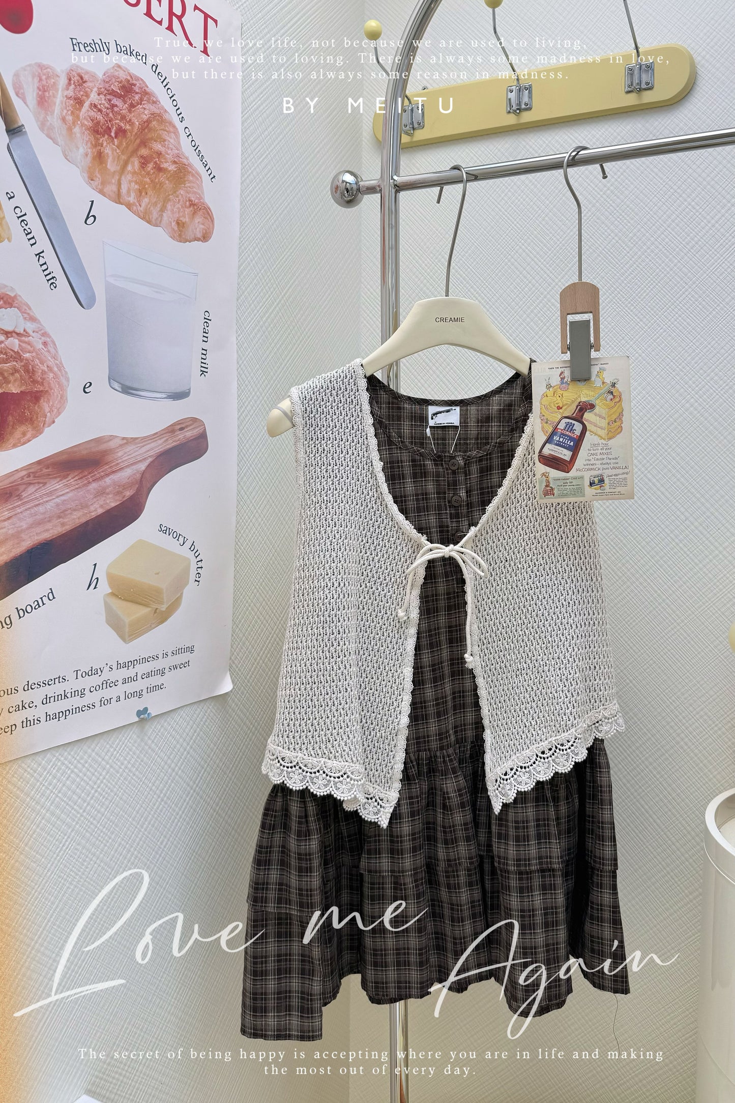 Ruffle拼色格仔上衣🛒🖤