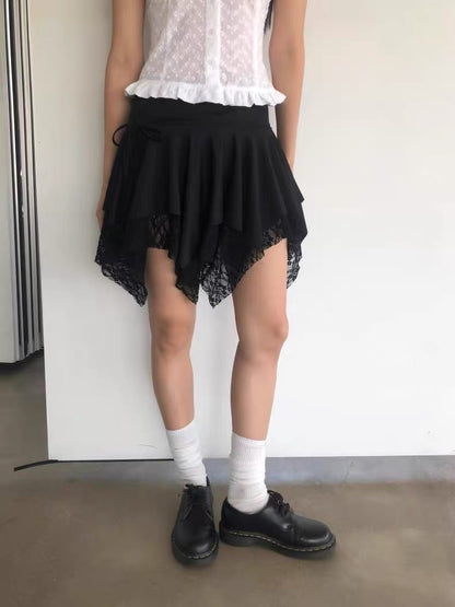 百搭蕾絲鬢邊綁帶短裙📸