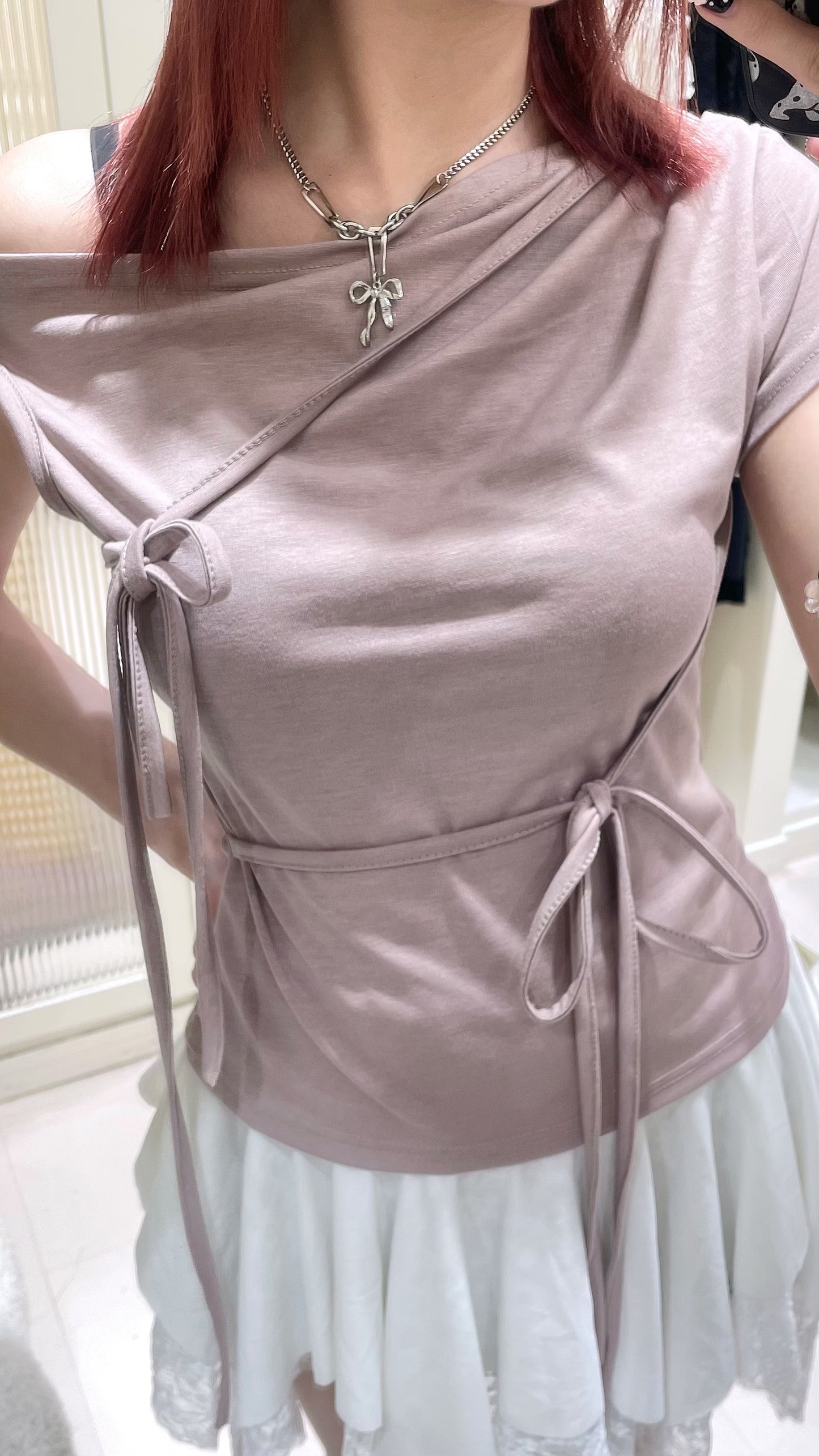 5色入！露肩綁帶不規則上衣🎀💕